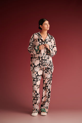 Silk Pyjamas (Black Floral)