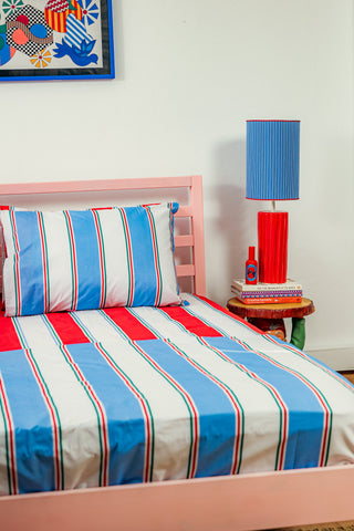 Bed Linen Set (Stripes Red/Light Blue)