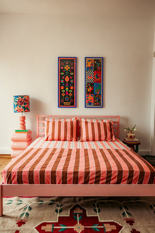 Bed Linen Set (Stripes Brown/Pink)