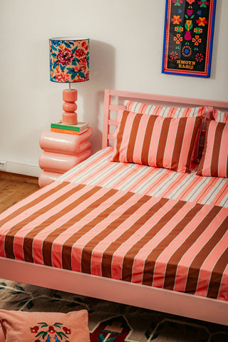 Bed Linen Set (Stripes Brown/Pink)