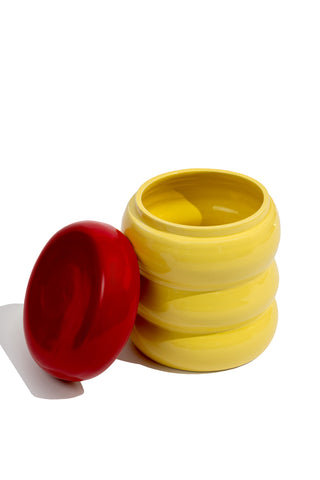 karavan clothing fashion fall winter 25 homecoming homeware collection ceramic jar yellow red