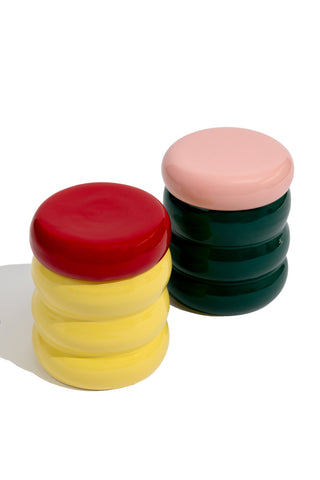 karavan clothing fashion fall winter 25 homecoming homeware collection ceramic jar dark green pink