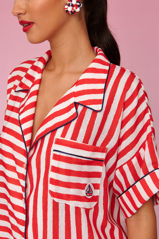Amelia Shirt (Red Stripes)