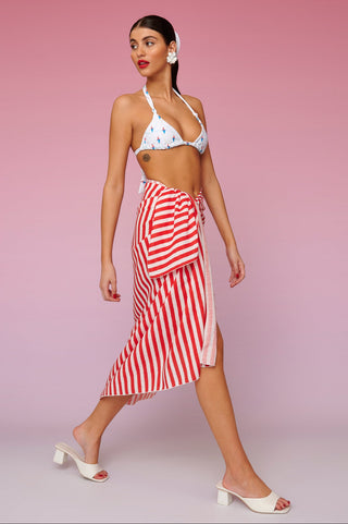 Brenda Beach Cover-up (Red Stripes)