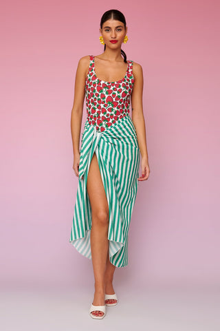 Brenda Beach Cover-up (Green Stripes)