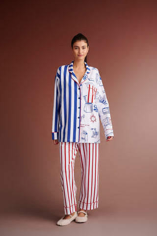 Pyjamas (White/Blue Stripes)