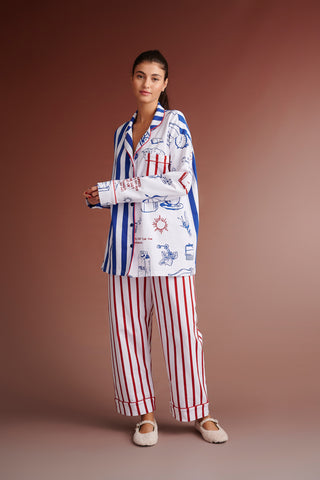 Pyjamas (White/Blue Stripes)
