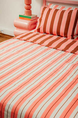Duvet Cover (Stripes Brown/Pink)