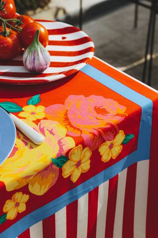 karavan clothing spring summer homeware collection tablecloth floral stripes