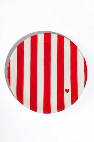karavan clothing spring summer homeware collection dinner plate red stripes