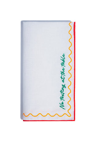 karavan clothing spring summer homeware collection linen napkin white red