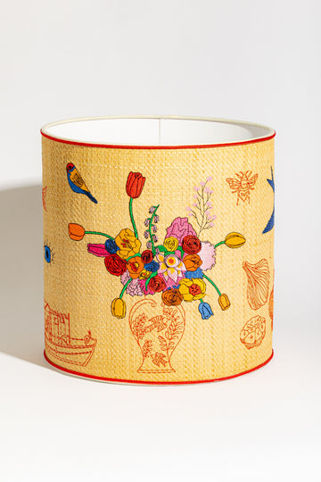 Lamp Shade (Embroidered Raffia)