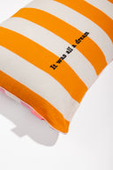 karavan clothing fashion spring summer 24 that moment homeware collection knitted pillow case pink orange stripes