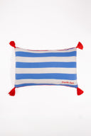 karavan clothing fashion spring summer 24 that moment homeware collection knitted pillow case blue red stripes