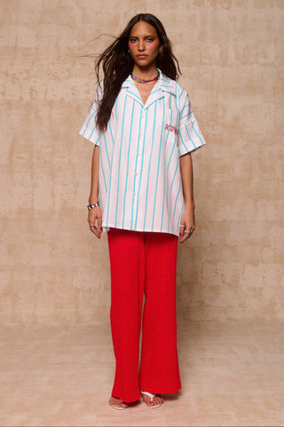 karavan clothing fashion krvn spring summer 26 nai collection zinnia shirt turquoise stripes