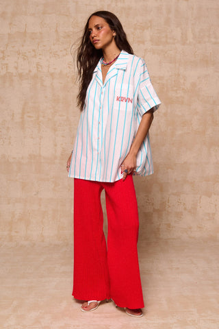 karavan clothing fashion krvn spring summer 26 nai collection zinnia shirt turquoise stripes