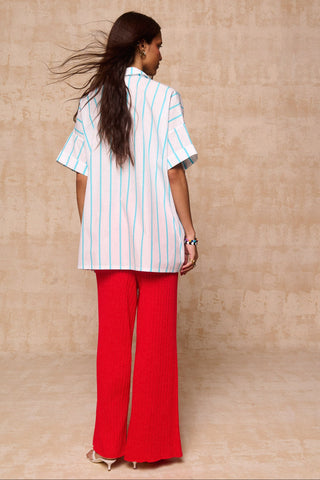 karavan clothing fashion krvn spring summer 26 nai collection zinnia shirt turquoise stripes