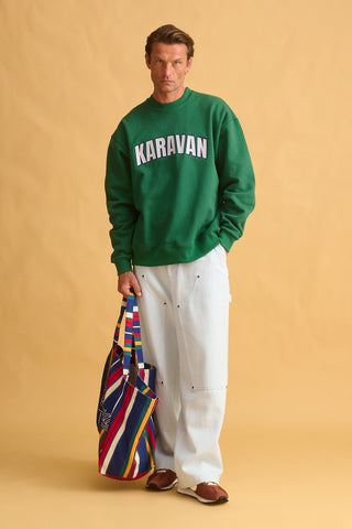 karavan clothing fashion fall winter 25 homecoming men collection adriel sweater crewneck green logo