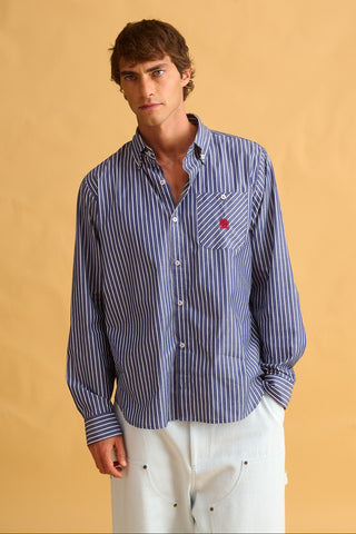 karavan clothing fashion fall winter 25 homecoming men collection delouar shirt blue stripes