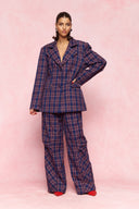 karavan fall winter 26' collection althea trousers checked blue