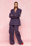 karavan fall winter 26' collection althea trousers checked blue