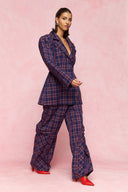 karavan fall winter 26' collection althea trousers checked blue