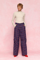 karavan fall winter 26' collection althea trousers checked blue