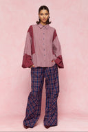 karavan loungewear planet fall winter 26' collection keila shirt burgundy grey