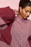 karavan loungewear planet fall winter 26' collection keila shirt burgundy grey