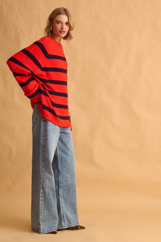 karavan clothing fashion fall winter 25 homecoming krvn collection amaryllis sweater blue red stripes