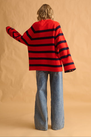 karavan clothing fashion fall winter 25 homecoming krvn collection amaryllis sweater blue red stripes