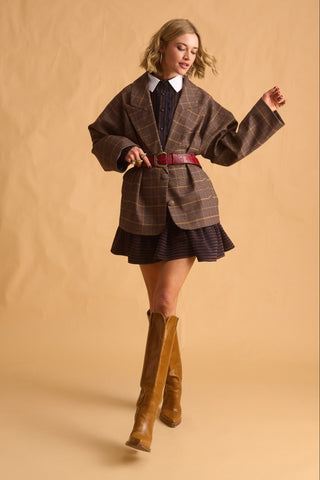 karavan clothing fashion fall winter 25 homecoming krvn collection linda blazer checked brown