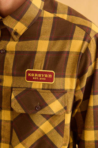 karavan clothing fashion fall winter 25 homecoming men collection cristian shirt brown yellow checked