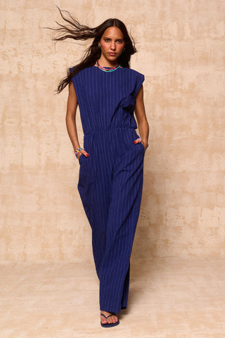 karavan clothing fashion krvn spring summer 26 nai collection aphrodite jumpsuit blue stripes