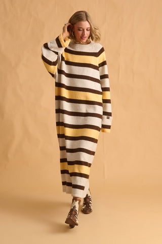 karavan clothing fashion fall winter 25 homecoming krvn collection aspen knitted dress black lemon stripes