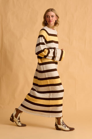 karavan clothing fashion fall winter 25 homecoming krvn collection aspen knitted dress black lemon stripes