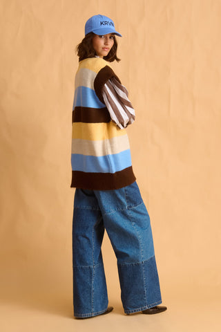 karavan clothing fashion fall winter 25 homecoming krvn collection electra knitted vest multicolor stripes