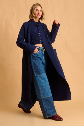 karavan clothing fashion fall winter 25 homecoming krvn collection suzan knitted coat blue