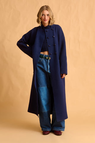 karavan clothing fashion fall winter 25 homecoming krvn collection suzan knitted coat blue