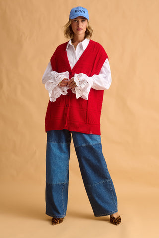 karavan clothing fashion fall winter 25 homecoming krvn collection raquel knitted vest red