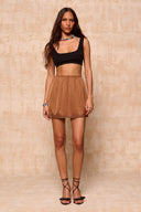 karavan clothing fashion spring summer 26 nai collection azlyn lining skirt brown
