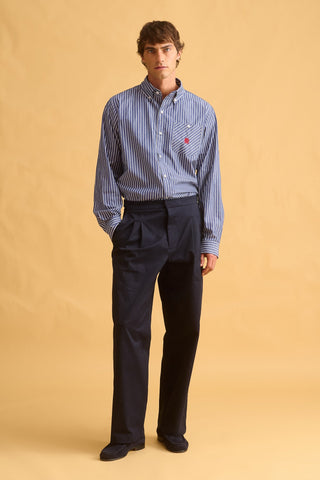 karavan clothing fashion fall winter 25 homecoming men collection delouar shirt blue stripes