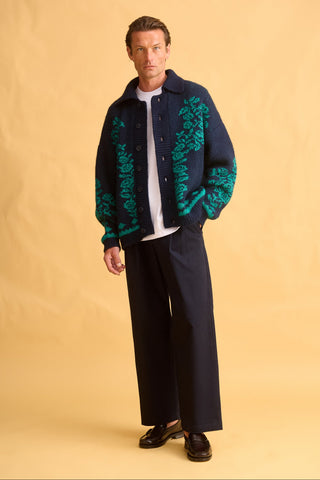 karavan clothing fashion fall winter 25 homecoming men collection alexander knitted cardigan green blue