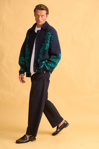 karavan clothing fashion fall winter 25 homecoming men collection alexander knitted cardigan green blue