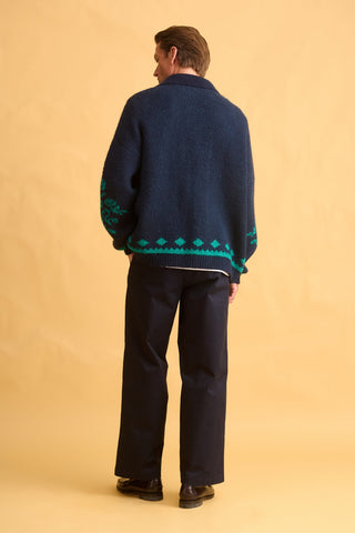 karavan clothing fashion fall winter 25 homecoming men collection alexander knitted cardigan green blue