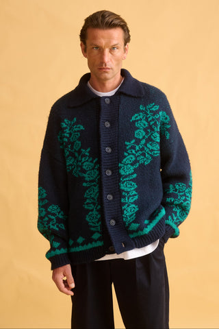 karavan clothing fashion fall winter 25 homecoming men collection alexander knitted cardigan green blue