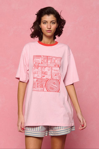karavan clothing fashion spring summer 26 nai collection comic strip tee pink