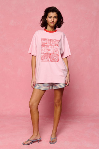 karavan clothing fashion spring summer 26 nai collection comic strip tee pink