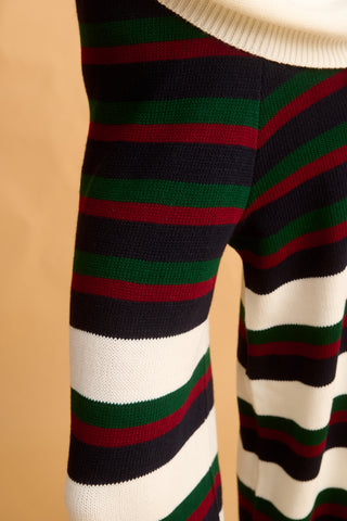 karavan clothing fashion fall winter 25 homecoming krvn collection brooke knitted trousers blue green bordeaux stripes