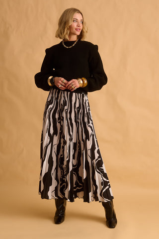 karavan clothing fashion fall winter 25 krvn homecoming collection carita skirt wavy black white